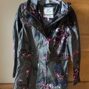 Joules Girl’s Floral Utility Jacket - Green and Purple